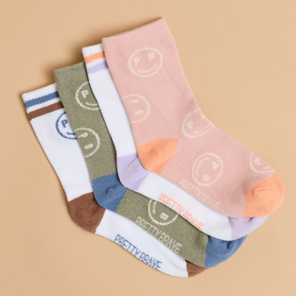 2-PACK SMILEY SOCKS Sage/White