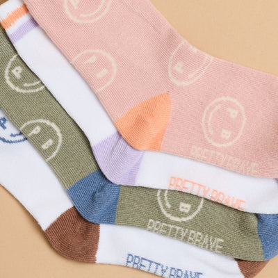 2-PACK SMILEY SOCKS Sage/White